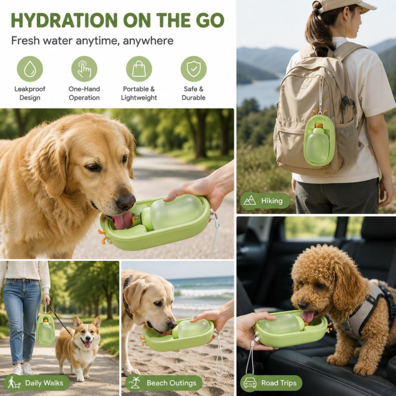 Antler Dog Water Bottle – BPA Free (Ships from US)