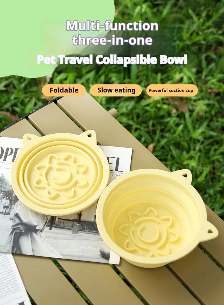 3-in-1 Collapsible Travel Bowl with Suction Cups (Ships from US) 3