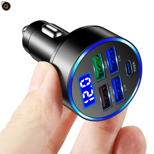 5-Port Fast Car Charger with Voltage Display 2