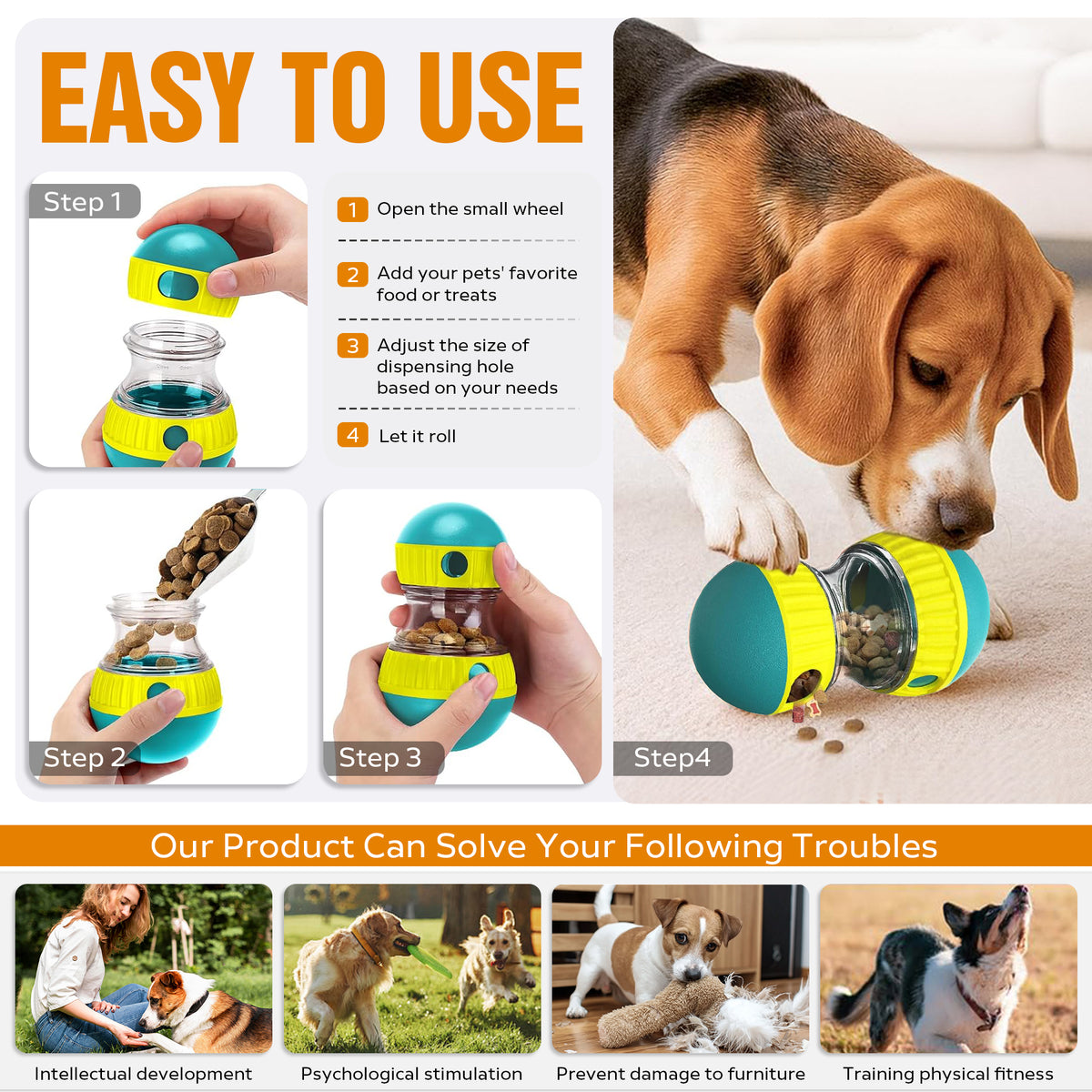 Adjustable Treat-Dispensing Puzzle Ball (Ships from US) 8