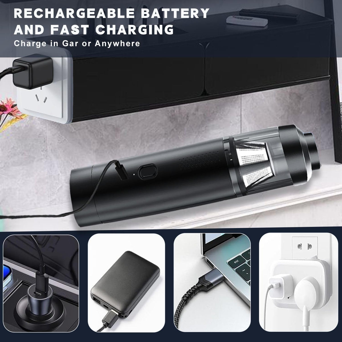 Cordless Car Vacuum – 15,000 Pa, USB-C Rechargeable 3