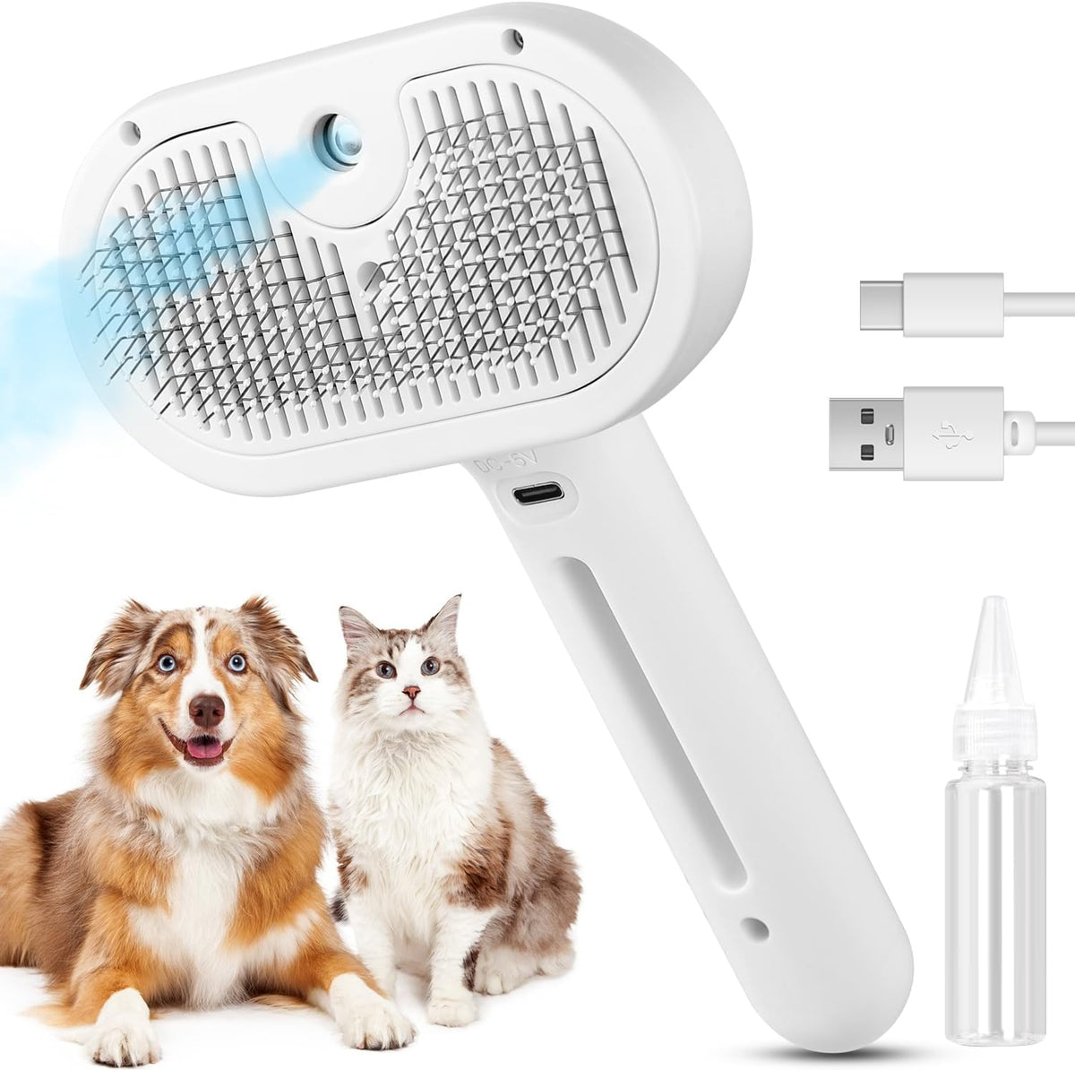Pet Steam Brush – Mist Grooming for Shedding