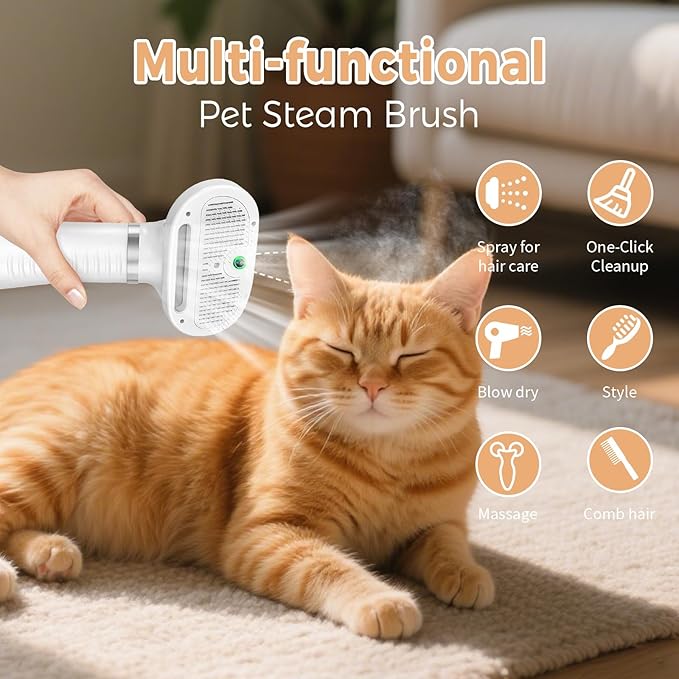 Pet Steam Brush – Mist Grooming for Shedding 7