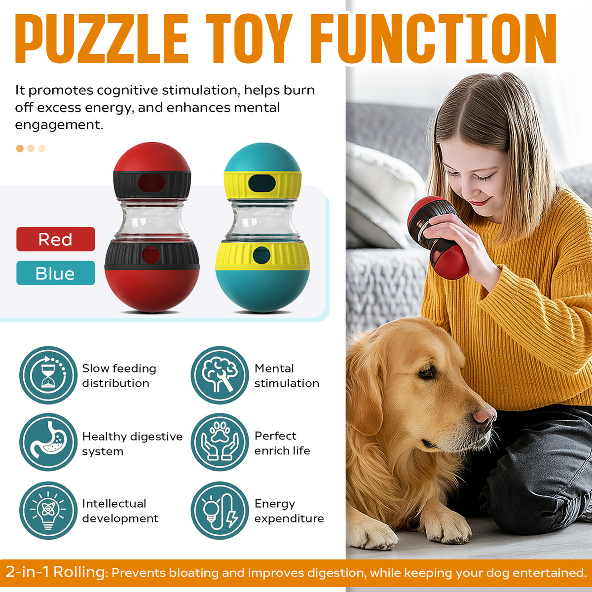 Adjustable Treat-Dispensing Puzzle Ball (Ships from US) 3