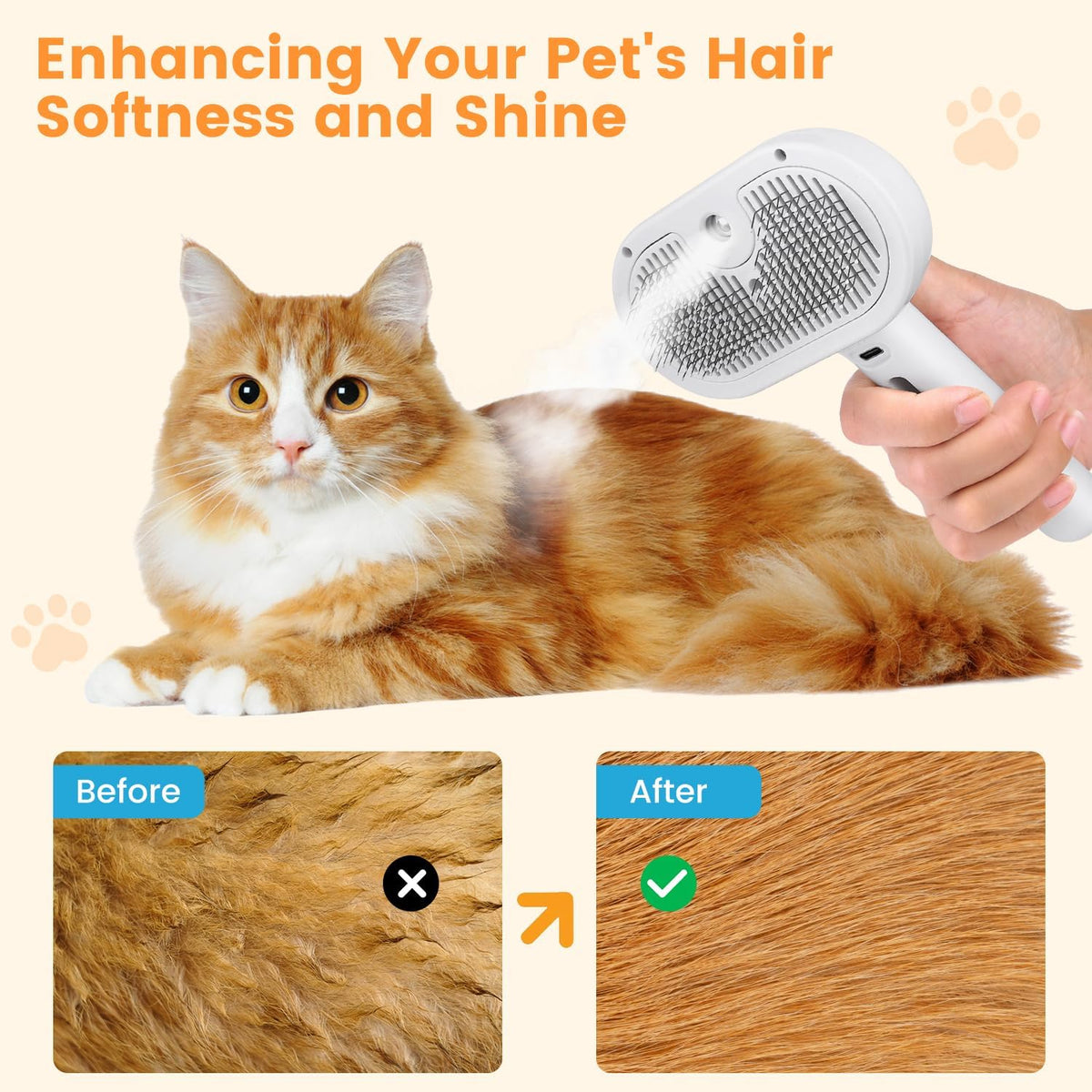Pet Steam Brush – Mist Grooming for Shedding 3