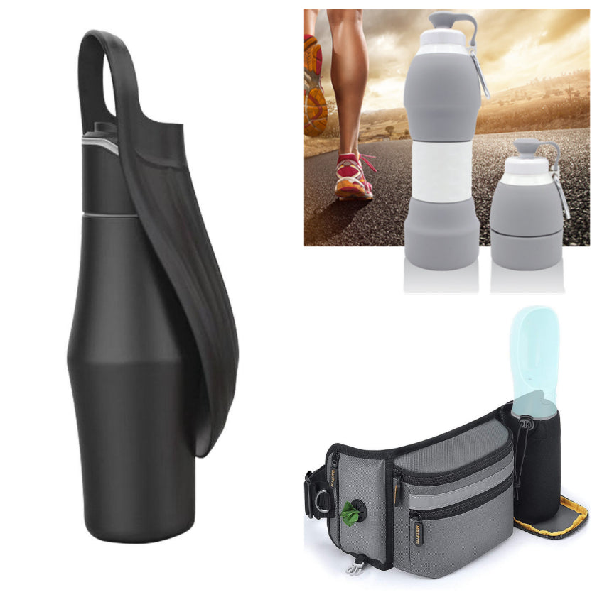 Stainless Steel Dog Travel Bottle with Silicone Bowl 6