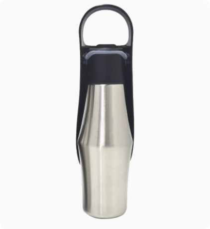 Stainless Steel Dog Travel Bottle with Silicone Bowl 2