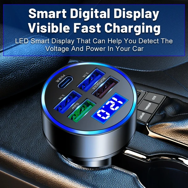 5-Port Fast Car Charger with Voltage Display 3