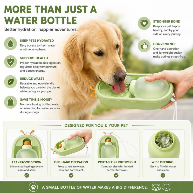 Antler Dog Water Bottle – BPA Free (Ships from US) 6